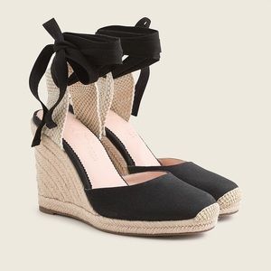 NWB J. Crew Round-Toe Canvas Espadrille Wedges
